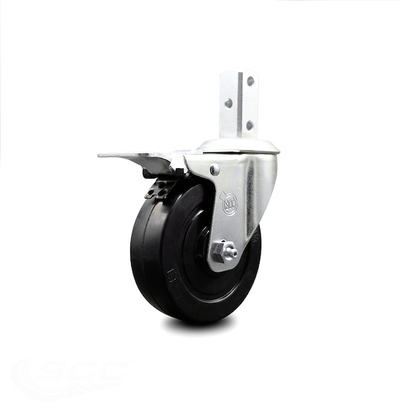 4 Inch Soft Rubber Swivel 3/4 Inch Square Stem Caster with Total Lock Brake SCC